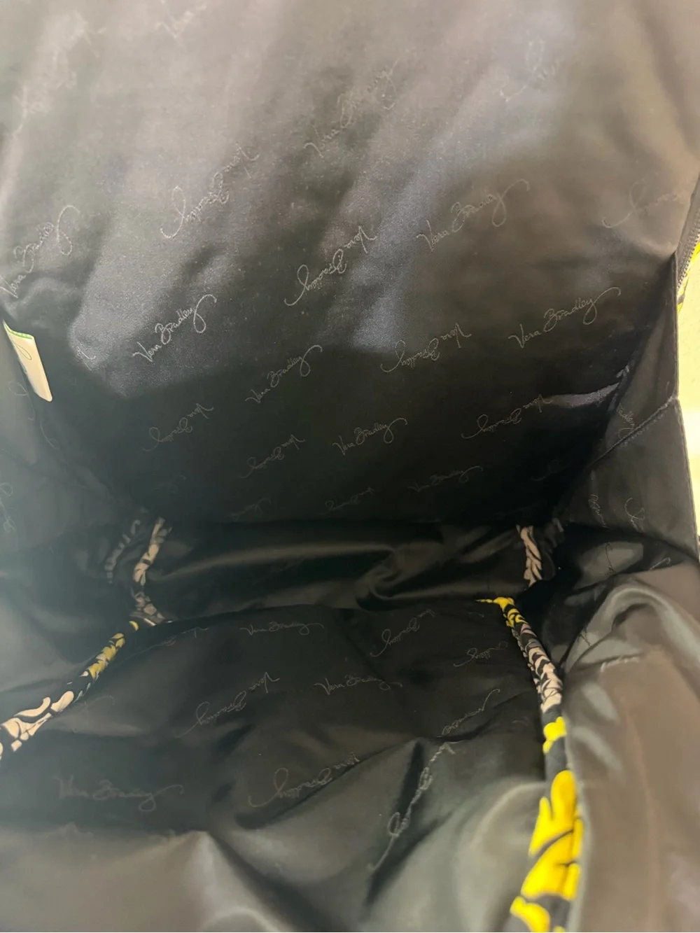 Vera Bradley Quilted Floral laptop Backpack - Black, Gray & Yellow Accent